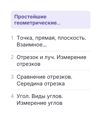 Фрагмент планирования: Геометрия, 7 класс