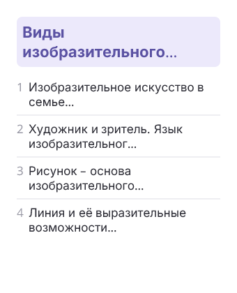 Фрагмент планирования: ИЗО, 6 класс