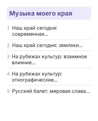 Фрагмент планирования: Музыка, 8 класс