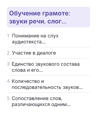 Фрагмент планирования: Татарский язык, 1 класс
