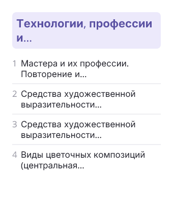 Фрагмент планирования: Технология, 2 класс