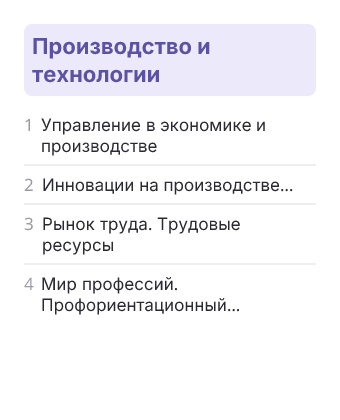 Фрагмент планирования: Технология, 8 класс