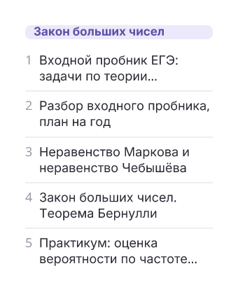 Фрагмент планирования: Вероятность и статистика, 11 класс
