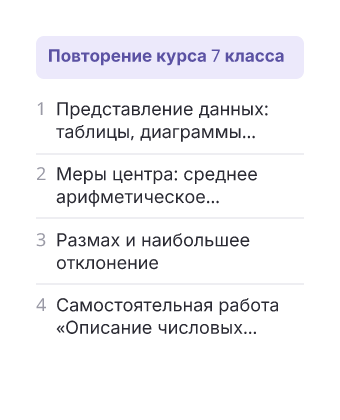 Фрагмент планирования: Вероятность и статистика, 8 класс